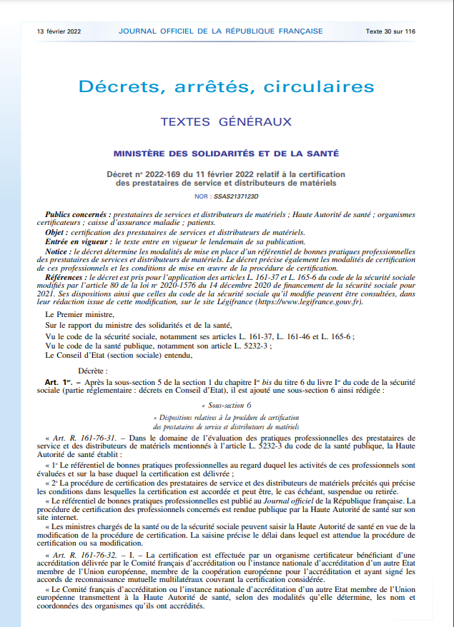 capture d'écran du décret PSDM