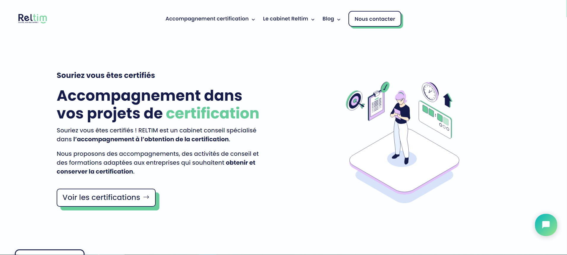 capture du nouveau site web Reltim